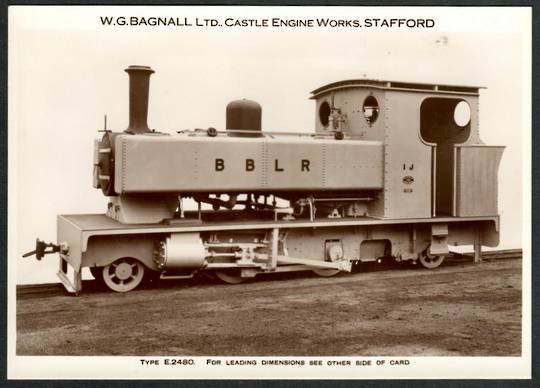 Steam Locomotive Manufacturers W G Bagnall Limited Quote card Type E2480. Fine photograph. - 440684 - Postcard