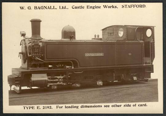 Steam Locomotive Manufacturers W G Bagnall Limited Quote card Type E2192. Fine photograph. - 440687 - Postcard