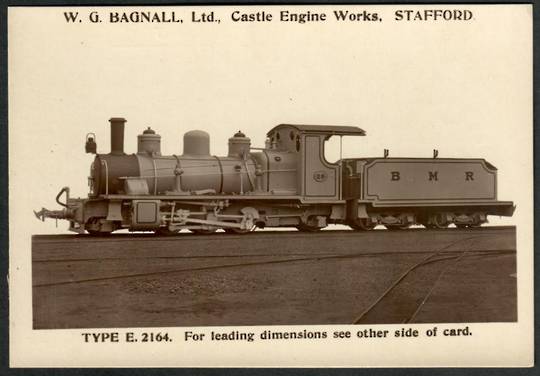 Steam Locomotive Manufacturers W G Bagnall Limited Quote card Type E2164. Fine photograph. - 440691 - Postcard