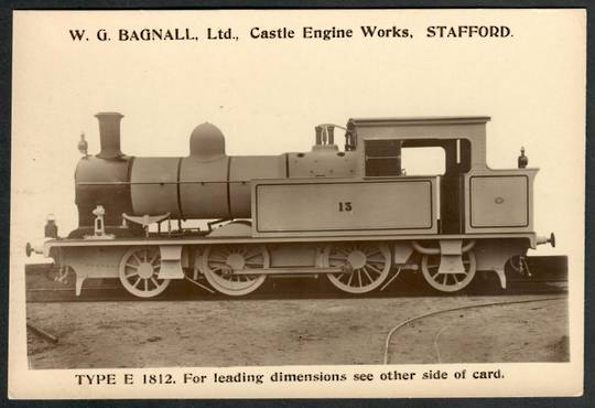 Steam Locomotive Manufacturers W G Bagnall Limited Quote card Type E1812. Fine photograph. - 440695 - Postcard