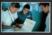 War in the South Atlantic. Coloured postcard. Troop Ship Canberra. A senior nval officer briefs a naval signaller. - 44130 - Pos