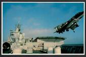 War in the South Atlantic. Coloured postcard. A Sea Harrier roars into the sky from HMS Invincible. - 44144 - Postcard