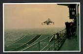 War in the South Atlantic. Coloured postcard. A Sea Harrier rises from HMS Invincible's Ski-Jump Lauching Pad. - 44145 - Postcar