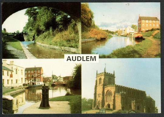 AUDLEM Montage of views including three view of the Shropshire Union Canal. Modern Coloured Postcard. - 442565 - Postcard