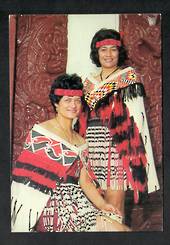 Modern Coloured Postcard by Gladys Goodall of Maori Maids beside carved panel. - 444044 - Postcard