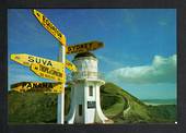 Modern Coloured Postcard by Gladys Goodall of the Signpost and Lighthouse Cape Reinga. - 444189 - Postcard