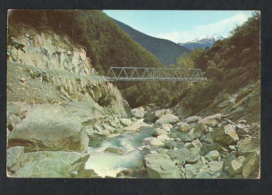 Modern Coloured Postcard by Gladys Goodall of the Gates to the Haast Bridge West Otago. - 444263 - Postcard