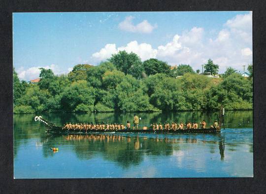 Modern Coloured Postcard of Maori War Canoe on the Waikato River at Ngaruawahia. - 444302 - Postcard