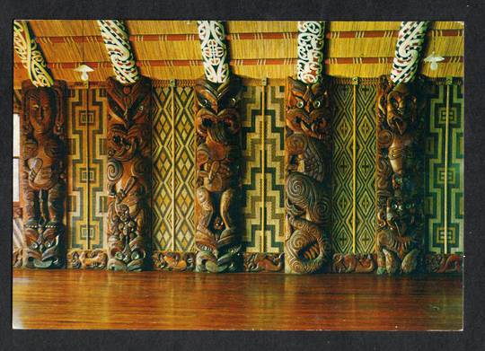 Modern Coloured Postcard by Gladys Goodall of Carved Panels Tukutuku Whare Runanga Waitangi. - 444331 - Postcard