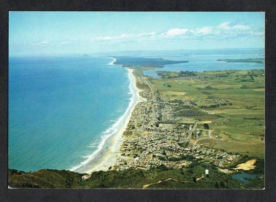 Modern Coloured Postcard by Gladys Goodall of Waihi Beach from the air. - 444343 - Postcard