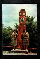 Modern Coloured Postcard by Gladys Goodall of Bell Tower Ohinemutu and two maori girls. - 444589 - Postcard