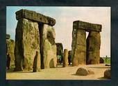 Modern Coloured Postcard of Stonehenge. Two Sarsen Trilithons and Uprights of the Bluestone Horseshoe. - 444672 - Postcard