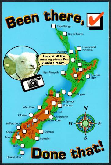 NEW ZEALAND Tick off map. Modern Coloured Postcard. - 444966 - Postcard