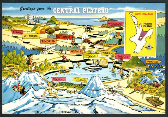 CENTRAL PLATEAU Map. Modern Coloured Postcard. - 446804 - Postcard