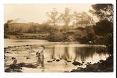 Real Photograph by Radcliffe of the Oldest Wood and Stone Buildings in New Zealand. before the first bridge was built. - 44786 -