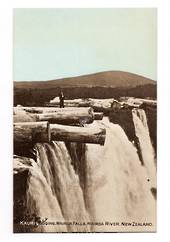 Tinted Postcard of Kauri Logging Wairua Falls Wairoa River. - 44824 - Postcard