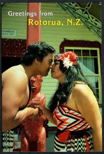 HONGI Greetings from Rotorua. Modern Coloured Postcard. - 449583 - Postcard