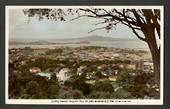 Coloured Real Photograph by A B Hurst & Son. Looking towards Rangitoto from Mt Eden. - 45486 - Postcard