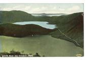 Coloured postcard of Green Blue and Rotorua Lakes. - 45991 - Postcard