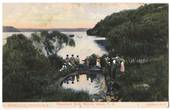 Coloured postcard of Hinemoa's Bath Mokoia Island. - 46009 - Postcard
