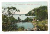 Coloured postcard of Hinemoa's Bath Mokoia Island. - 46036 - Postcard