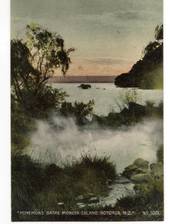 Coloured postcard of Hinemoa's Bathe Mokoia Island. - 46093 - Postcard