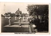 BOWLS Real Photograph by Hurst of the Bowling Green and Bath Building at Rotorua. Damage top left. - 46098 - Postcard