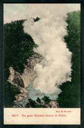 Coloured postcard by Muir and Moodie of Great Wairaki Geyser in action. - 46707 - Postcard