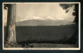 Real Photograph by A B Hurst & Son of Mts Ruapehu Ngauruhoe and Tongariro from Taupo. - 46843 - Postcard
