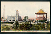 Coloured postcard of Post Office and Rotunda Palmerston North. - 47224 - Postcard