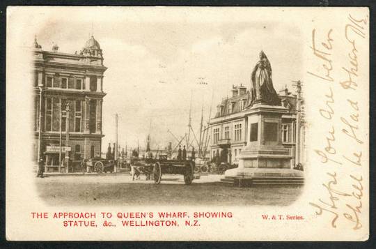 WELLINGTON Queens Wharf Approach and Statue Early Undivided Postcard   W & T - 47399 - Postcard