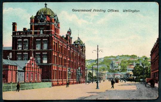 Coloured postcard of Government Printing Offices Wellington. - 47580 - Postcard