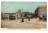 Tinted Postcard of the View from the Government Railway Station Wellington. - 47711 - Postcard