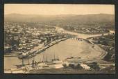 Real Photograph of Gisborne from Kaiti Hill. Several small ships in port. Superb card by Ellerbeck. - 48176 - Postcard