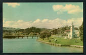 Coloured postcard of Turanganui River and War Memorial Gisborne. - 48179 - Postcard