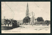 Postcard of Cathedral Square Christchurch. Tram prominent. - 48357 - Postcard