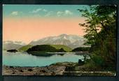 Coloured postcard by Muir and Moodie of Cathedral Peaks Lake Manapouri. - 49044 - Postcard