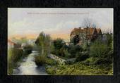 Coloured postcard of Water of Leith showing University Professors Residences. - 49101 - Postcard