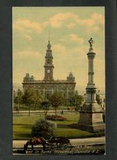 Coloured postcard of Townhall and Dr Burns Memorial Dunedin. - 49171 - Postcard