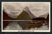 Real Photograph by A B Hurst & Son of Milford Sound. Tourist Launch in the foreground. - 49333 - Postcard