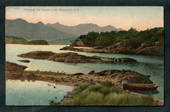 Coloured postcard. Amongst the Islands Lake Manapouri. Yawning. - 49354 - Postcard