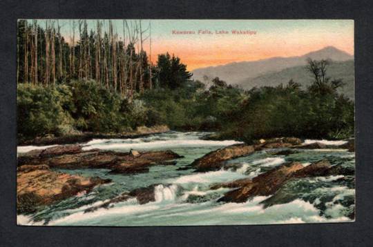 Coloured postcard by Thoa Pringle of Kawarau Falls Lake Wakatipu. - 49430 - Postcard
