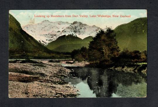 Coloured postcard. Looking up Routeburn from Dart Valley. - 49447 - Postcard