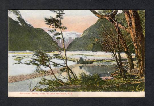 Coloured postcard of Routeburn Valley Head of Lake Wakatipu. - 49450 - Postcard