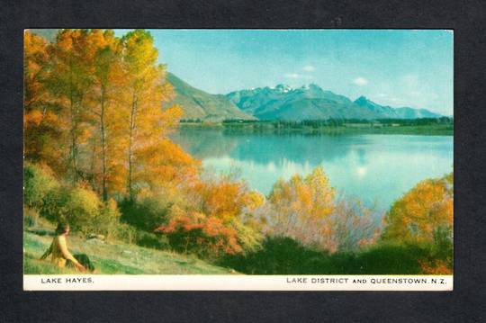 Coloured postcard by Tanner Couch of Lake Hayes. - 49468 - Postcard