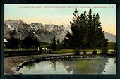 Coloured postcard of the Remarkables from the gardens in Queenstown. - 49486 - Postcard