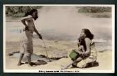 Real Photograph by A B Hurst & Son of Cooking Kumara in Hot Pool Rotorua. - 49595 - Postcard