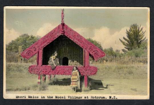 Tinted Postcard by N S Seaward of Maori Maids in the Model Village. - 49664 - Postcard