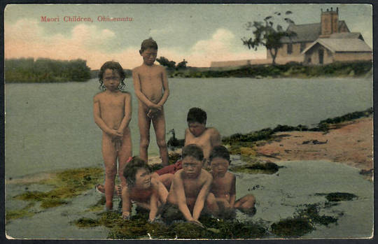 Coloured Postcard of Maori Children ohinemutu. - 49669 - Postcard