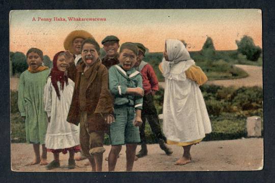 Coloured Postcard of a Penny Haka Whakarewarewa. - 49682 - Postcard